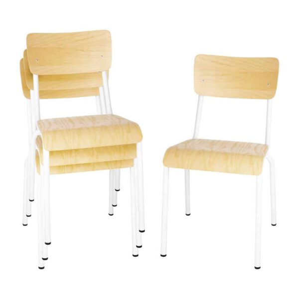 Bolero Cantina Side Chairs with Wooden Seat Pad and Backrest White (Pack of 4) - Image 6