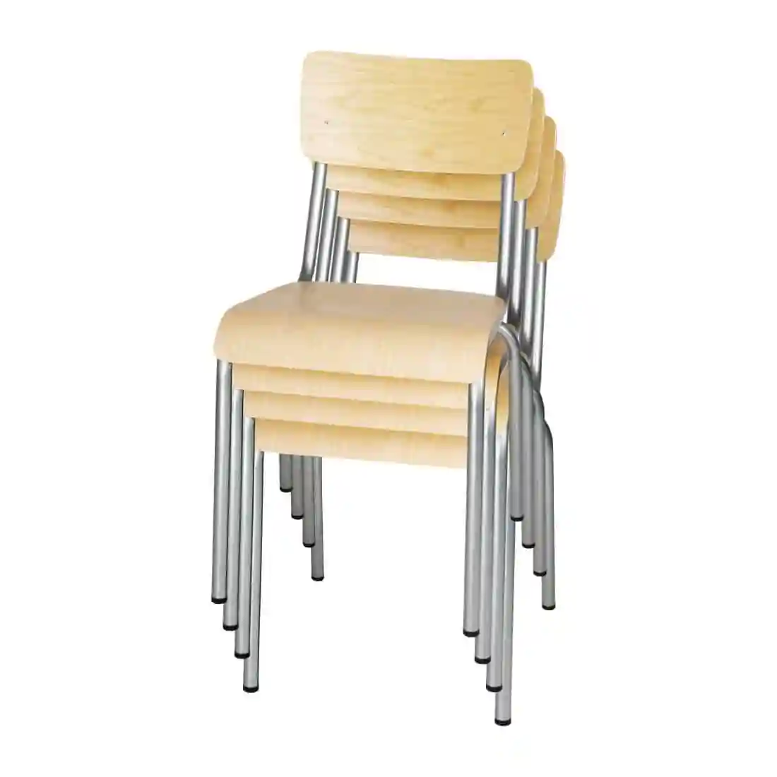 Bolero Cantina Side Chairs with Wooden Seat Pad and Backrest Galvanised (Pack of 4) - Image 5