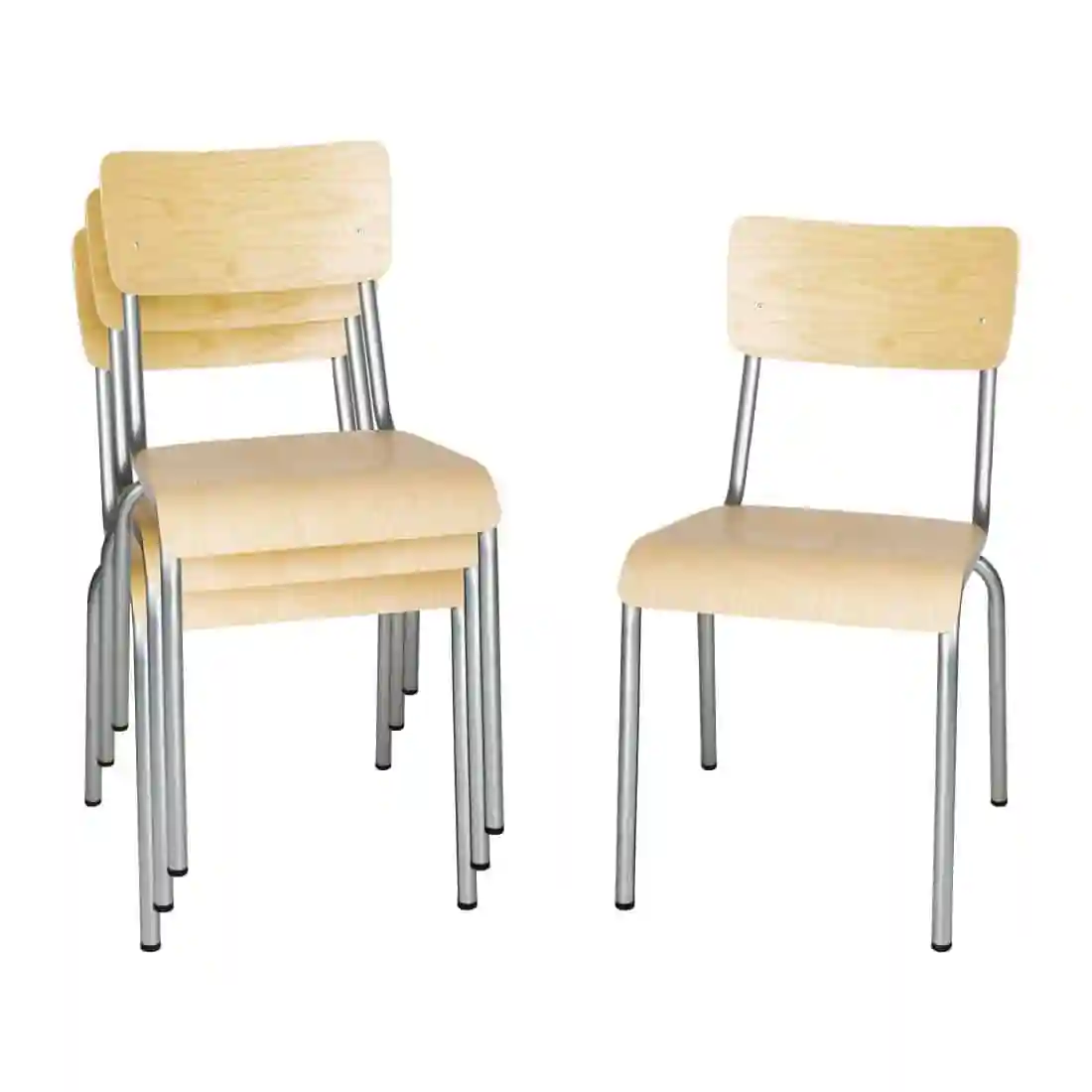 Bolero Cantina Side Chairs with Wooden Seat Pad and Backrest Galvanised (Pack of 4) - Image 6