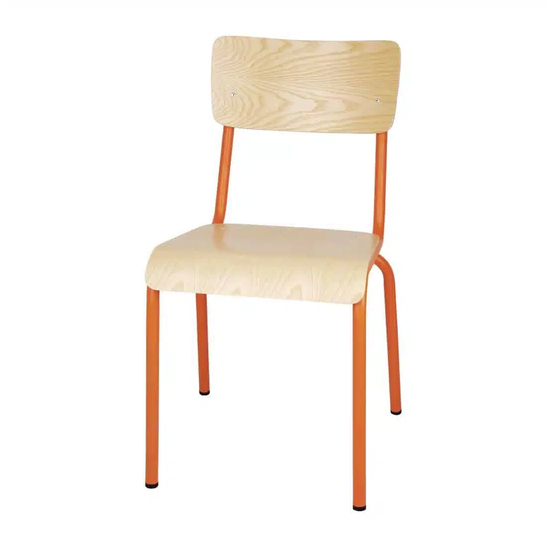 Bolero Cantina Side Chairs with Wooden Seat Pad and Backrest Orange (Pack of 4) - Image 1