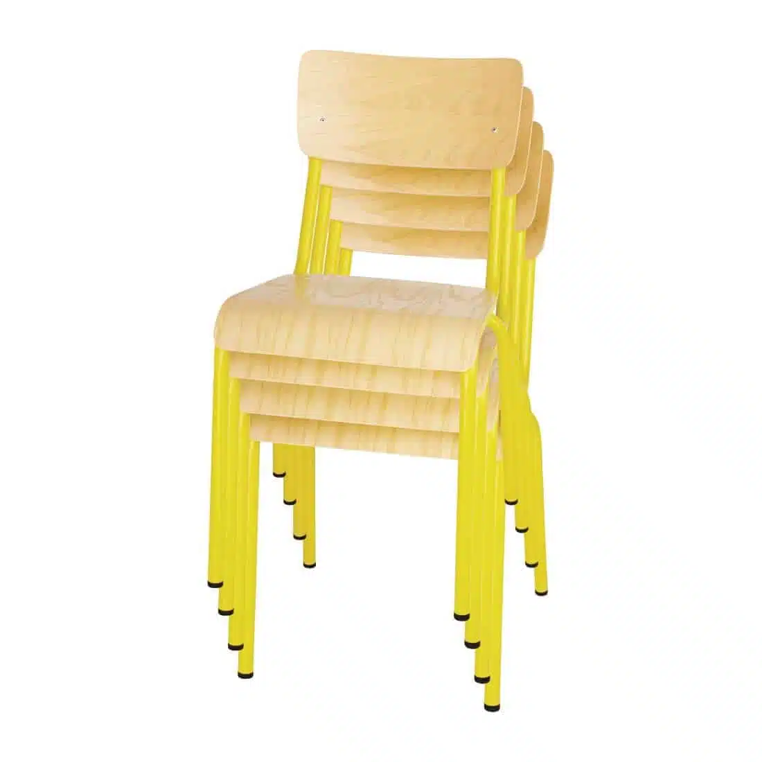 Bolero Cantina Side Chairs with Wooden Seat Pad and Backrest Yellow (Pack of 4) - Image 5