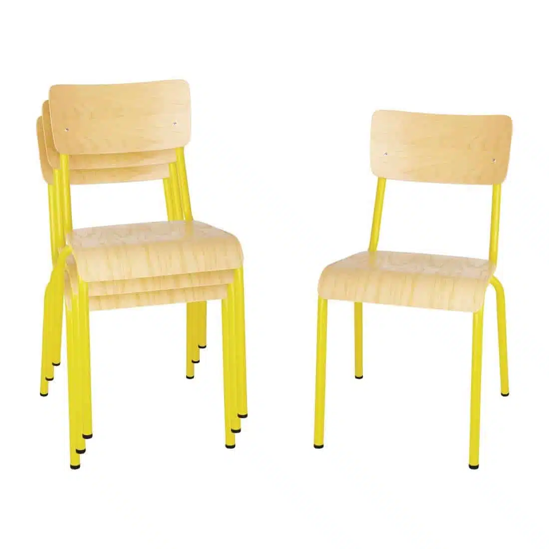 Bolero Cantina Side Chairs with Wooden Seat Pad and Backrest Yellow (Pack of 4) - Image 6
