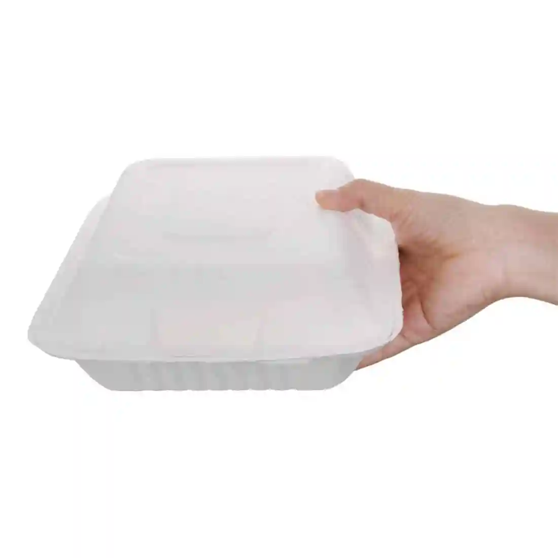 Fiesta Compostable Bagasse Hinged 3-Compartment Food Containers 201mm (Pack of 200) - Image 4