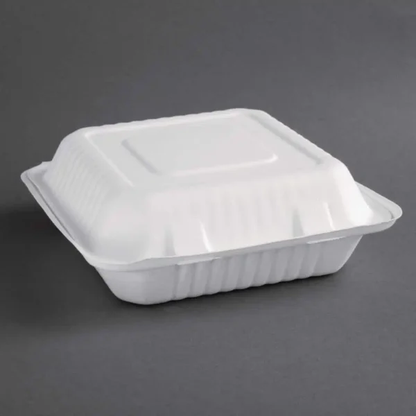 Fiesta Compostable Bagasse Hinged Food Containers 236mm (Pack of 200) - Image 1