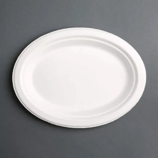 Fiesta Compostable Bagasse Oval Plates 198mm (Pack of 50) - Image 1