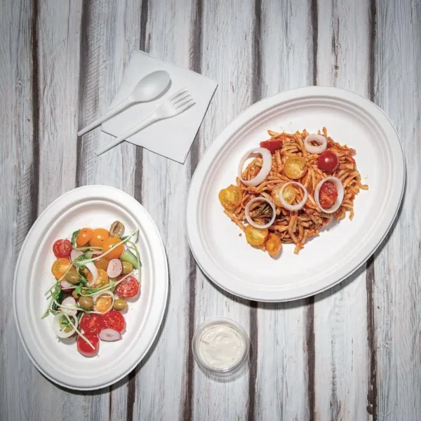 Fiesta Compostable Bagasse Oval Plates 198mm (Pack of 50) - Image 4