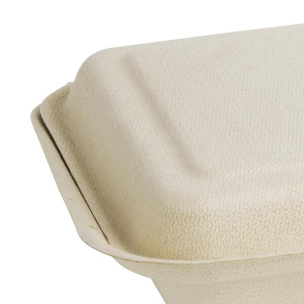 Fiesta Compostable Bagasse Two-Compartment Hinged Food Containers Natural Colour 253mm (Pack of 200) - Image 4