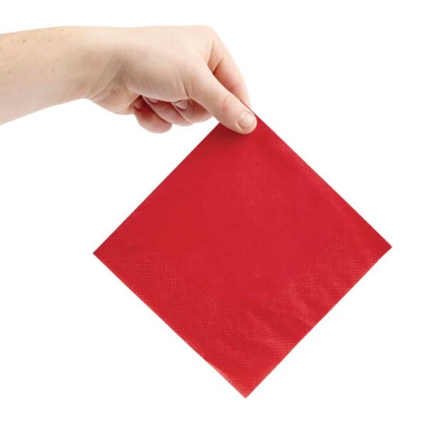 Fiesta Recyclable Lunch Napkin Red 33x33cm 2ply 1/4 Fold (Pack of 2000) - Image 3