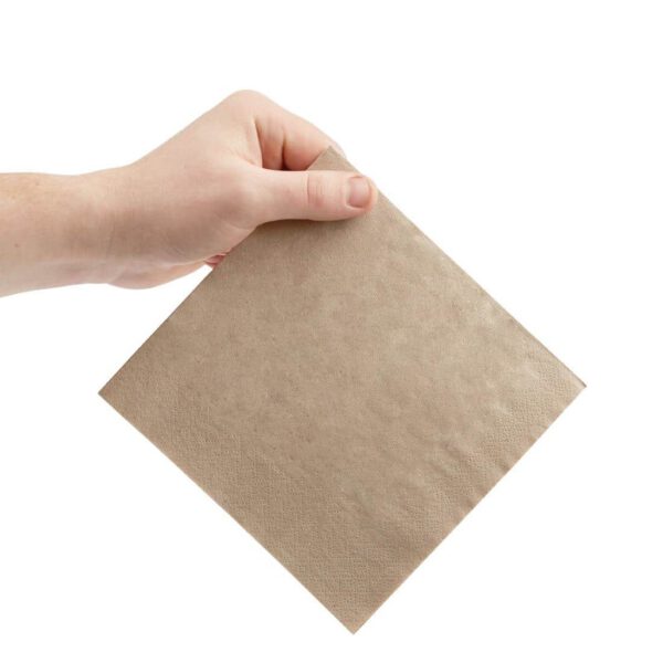 Fiesta Recyclable Recycled Lunch Napkin Kraft 33x33cm 2ply 1/4 Fold (Pack of 2000) - Image 3