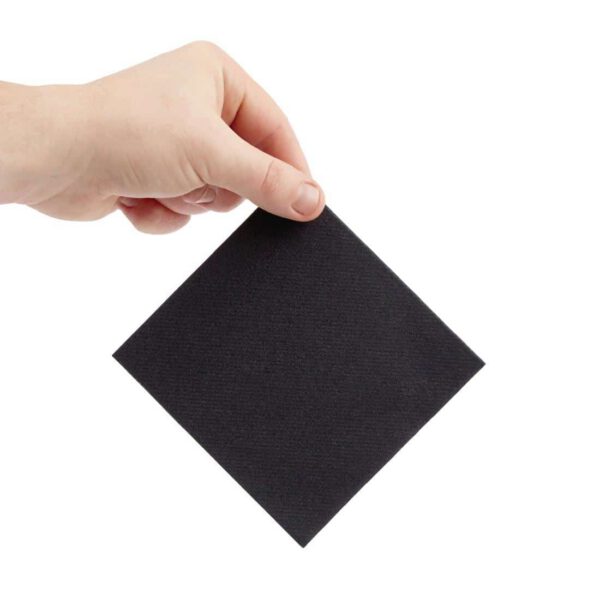Fiesta Recyclable Premium Tablin Cocktail Napkin Black 24x24cm Airlaid 1/4 Fold (Pk 2400) - Image 3