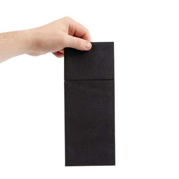 Fiesta Recyclable Premium Tablin Dinner Napkin Black 48x40cm Airlaid Pocket Fold (Pk 400) - Image 3
