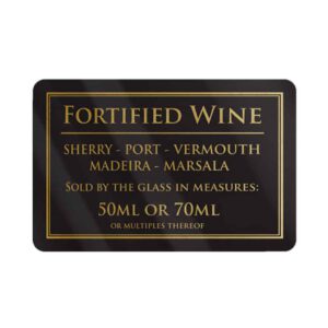 Fortified Wine by the Glass 50ml & 70ml Bar Sign - Black