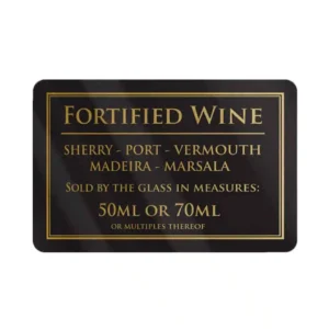Fortified Wine by the Glass 50ml & 70ml Bar Sign - Black