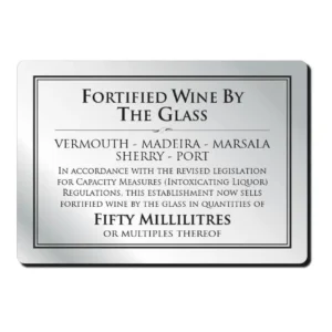Fortified Wine by the glass 50ml  Bar Sign - Silver