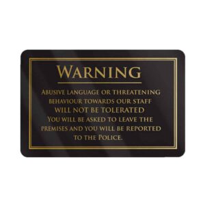 Foul and Abusive Language Bar Sign - Black