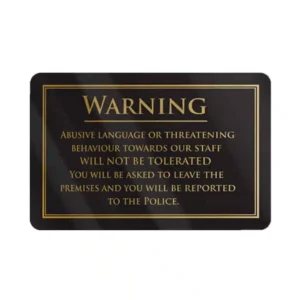 Foul and Abusive Language Bar Sign - Black
