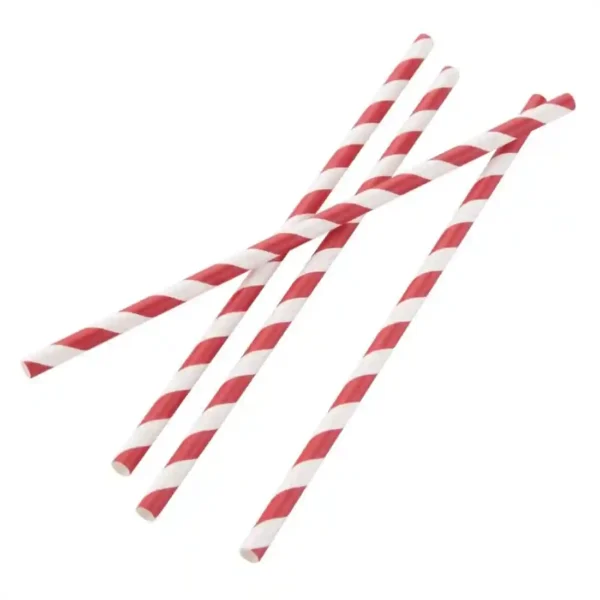 Fiesta Compostable Individually Wrapped Paper Straws Red Stripes (Pack of 250) - Image 1