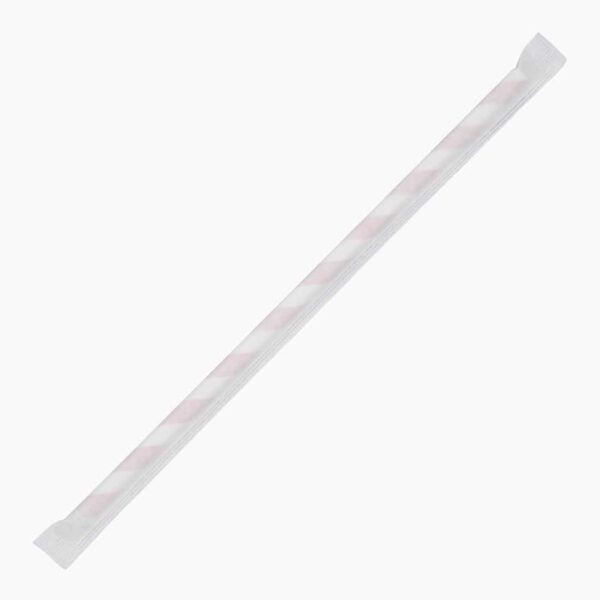 Fiesta Compostable Individually Wrapped Paper Straws Red Stripes (Pack of 250) - Image 4
