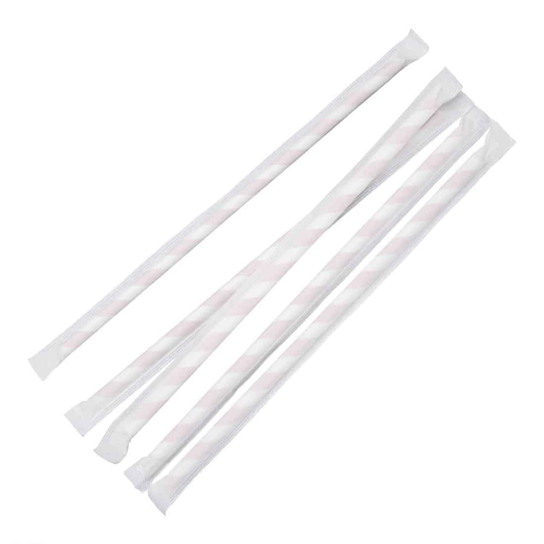 Fiesta Compostable Individually Wrapped Paper Straws Red Stripes (Pack of 250) - Image 6