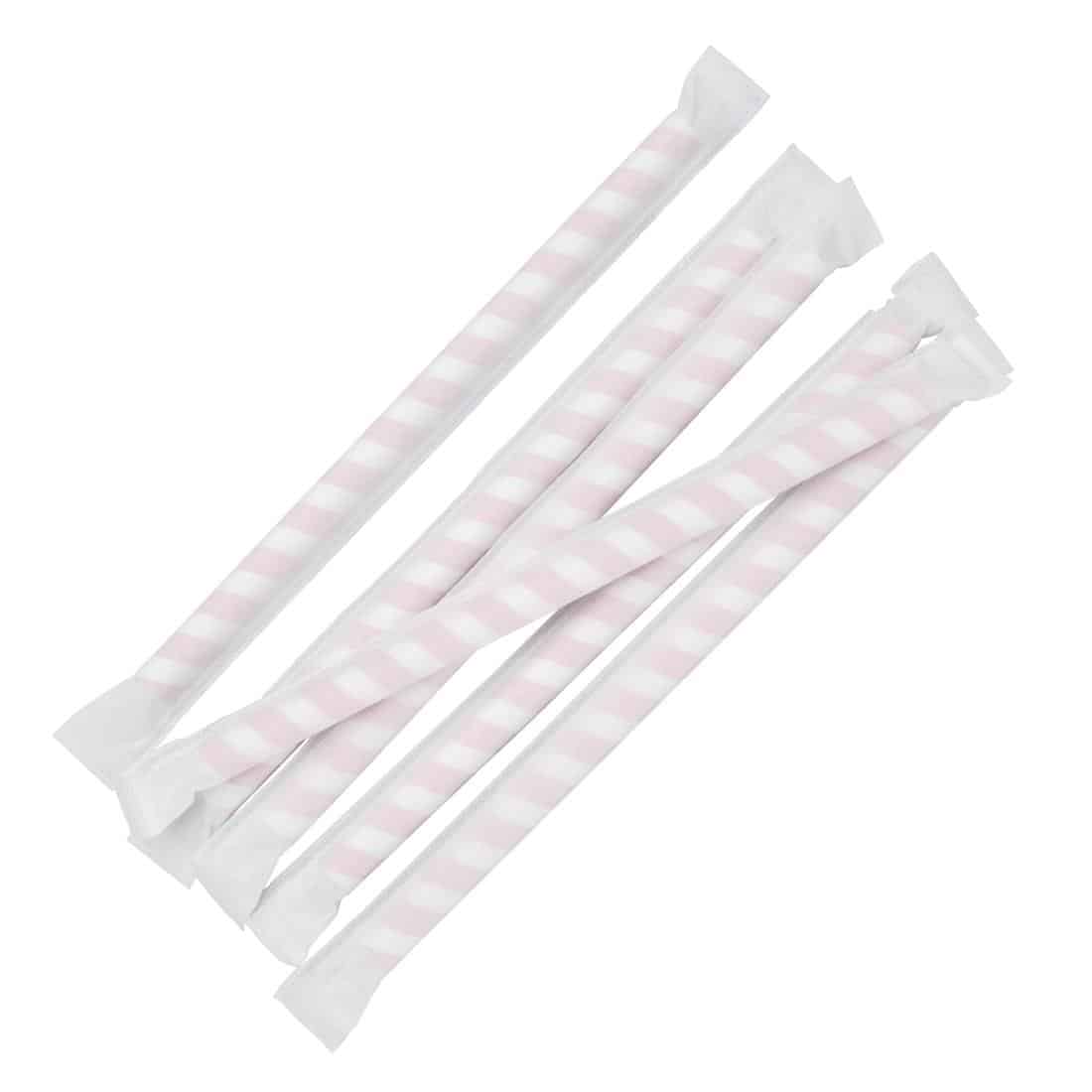 Fiesta Compostable Individually Wrapped Paper Smoothie Straws Red Stripes (Pack of 250) - Image 6