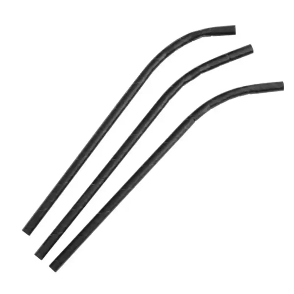 Fiesta Compostable Individually Wrapped Bendy Paper Straws Black (Pack of 250) - Image 1