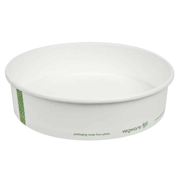 Vegware 185-Series Compostable Bon Appetit Wide PLA-lined Paper Food Bowls 26oz (Pack of 300)
