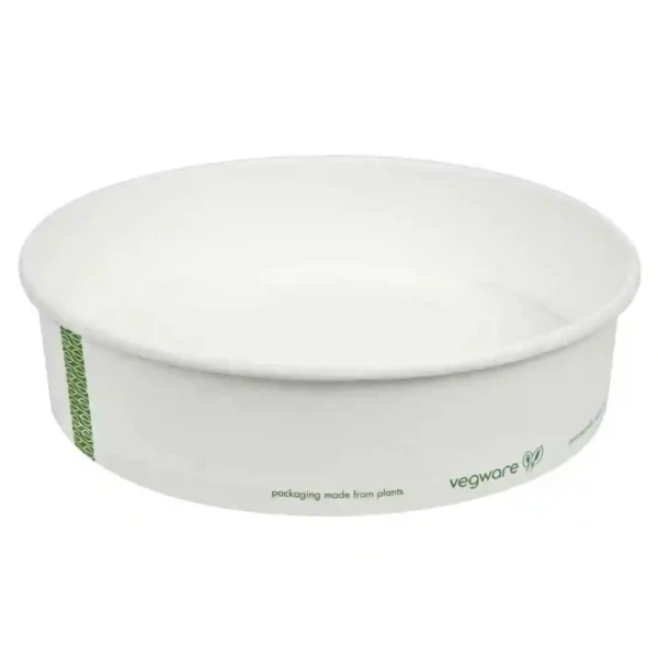 Vegware 185-Series Compostable Bon Appetit Wide PLA-lined Paper Food Bowls 26oz (Pack of 300) - Image 1