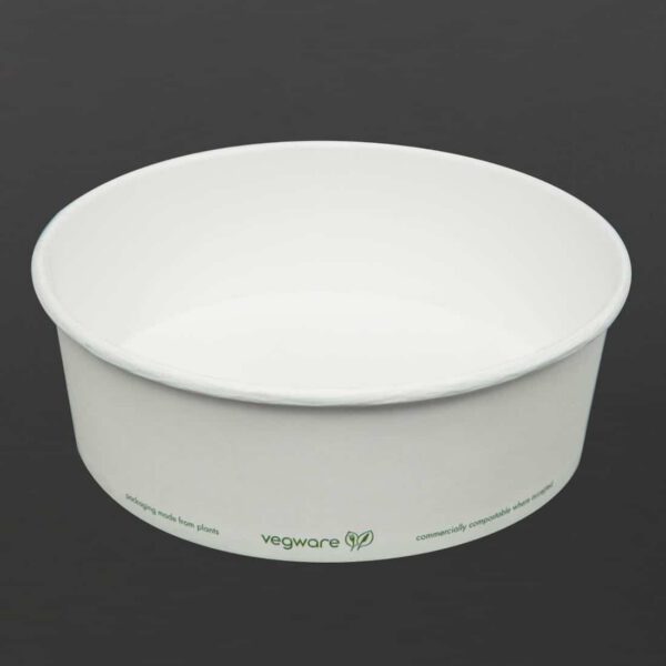 Vegware 185-Series Compostable Bon Appetit Wide PLA-lined Paper Food Bowls 32oz (Pack of 300) - Image 6