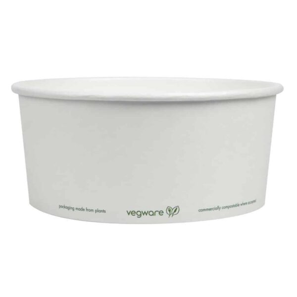Vegware 185-Series Compostable Bon Appetit Wide PLA-lined Paper Food Bowls 48oz (Pack of 300)