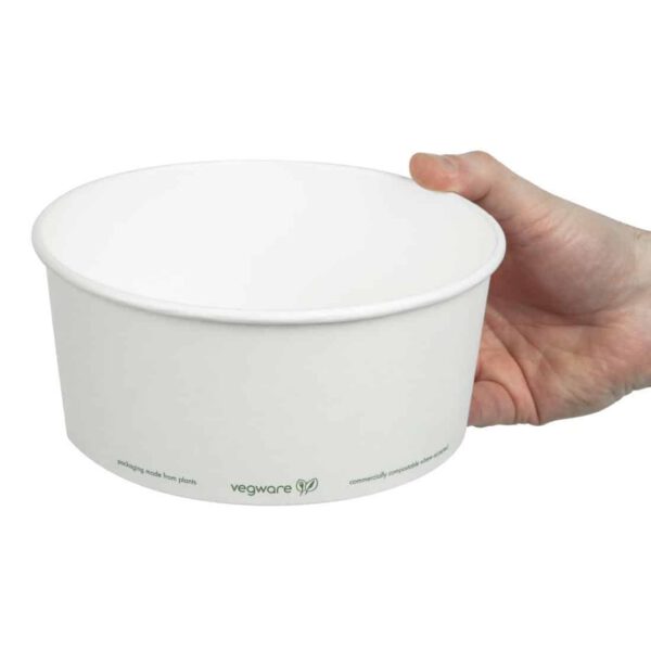 Vegware 185-Series Compostable Bon Appetit Wide PLA-lined Paper Food Bowls 48oz (Pack of 300) - Image 4