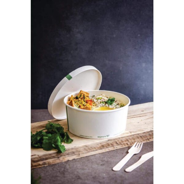 Vegware 185-Series Compostable Bon Appetit Wide PLA-lined Paper Food Bowls 48oz (Pack of 300) - Image 7