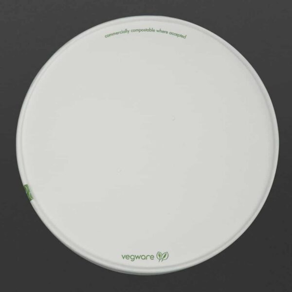 Vegware 185-Series Compostable Bon Appetit Wide PLA-lined Paper Food Bowl Lid (Pack of 300) - Image 6