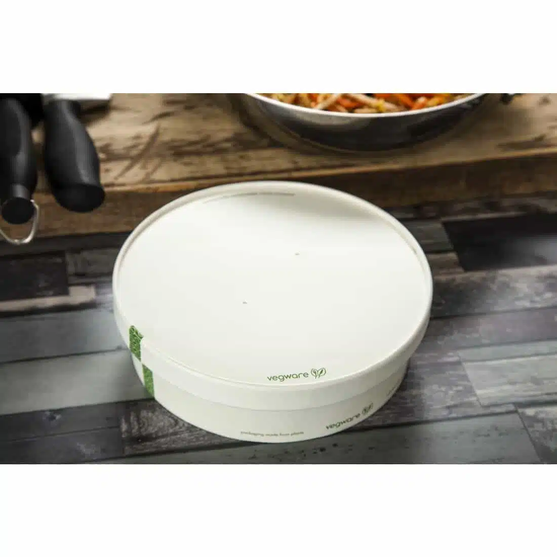 Vegware 185-Series Compostable Bon Appetit Wide PLA-lined Paper Food Bowl Lid (Pack of 300) - Image 7