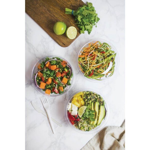 Vegware 185-Series Compostable Bon Appetit Wide PLA Salad Bowls 24oz (Pack of 300) - Image 6