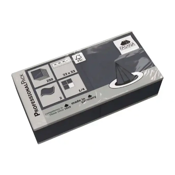 Fasana Lunch Napkin Black 33x33cm 2ply 1/4 Fold (Pack of 1500) - Image 2