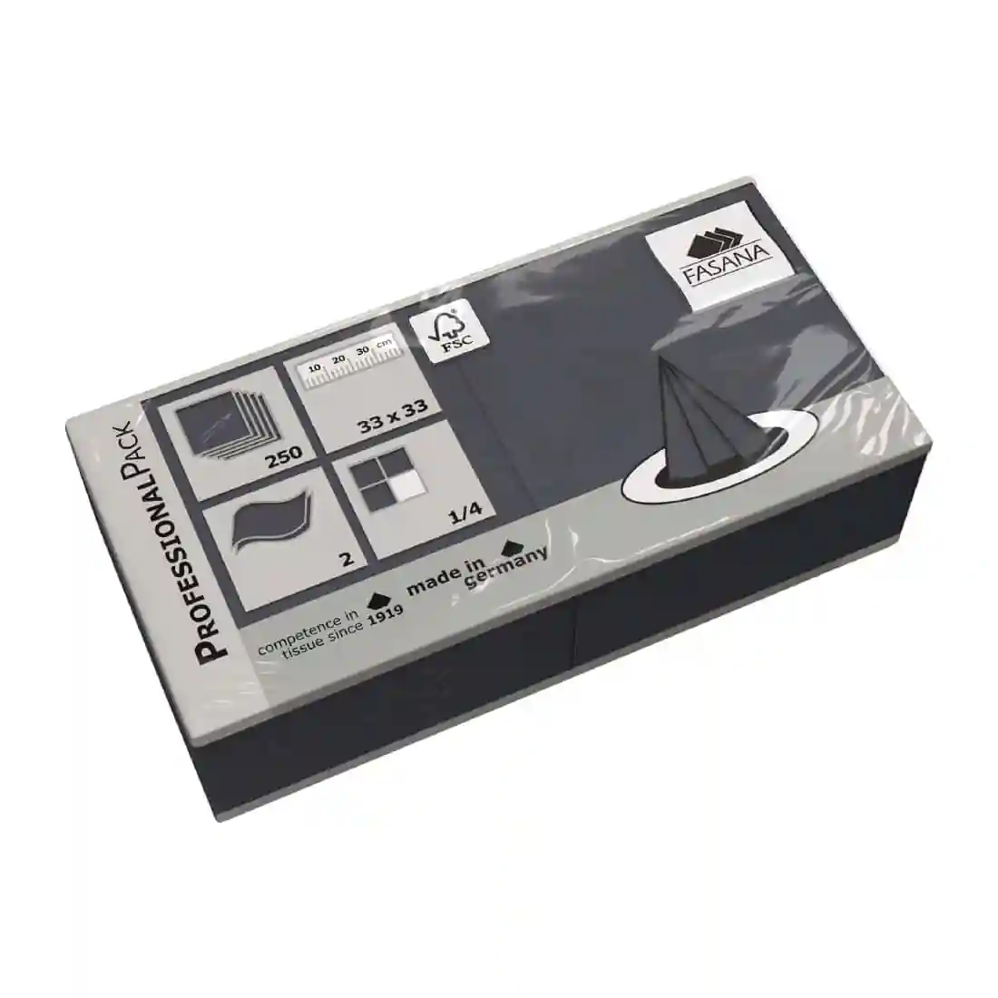 Fasana Lunch Napkin Black 33x33cm 2ply 1/4 Fold (Pack of 1500) - Image 2