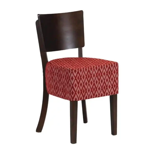 Asti Padded Dark Walnut Dining Chair with Red Diamond Deep Padded Seat and Back (Pack of 2) - Image 1