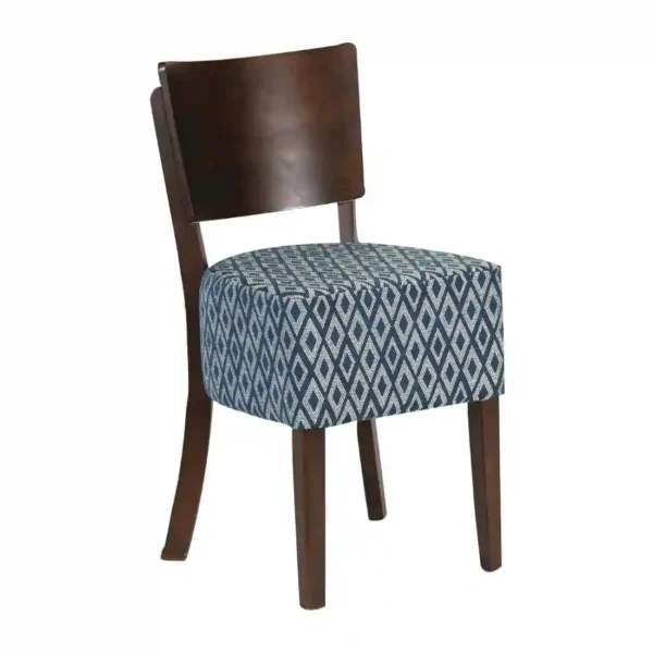 Asti Padded Dark Walnut Dining Chair with Black Diamond Deep Padded Seat and Back (Pack of 2) - Image 1