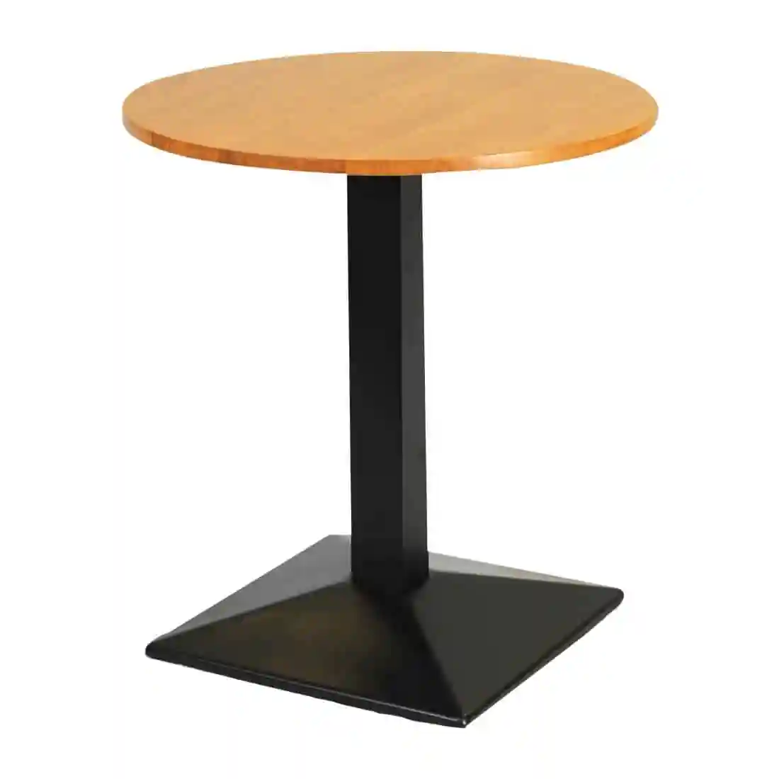 Turin Metal Base Pedestal Round Table with Soft Oak Top 700mm - Image 1