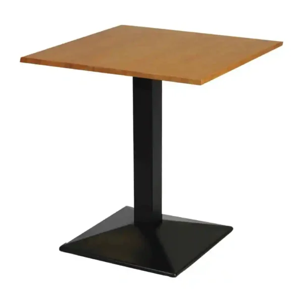 Turin Metal Base Pedestal Square Table with Soft Oak Top 700x700mm - Image 1