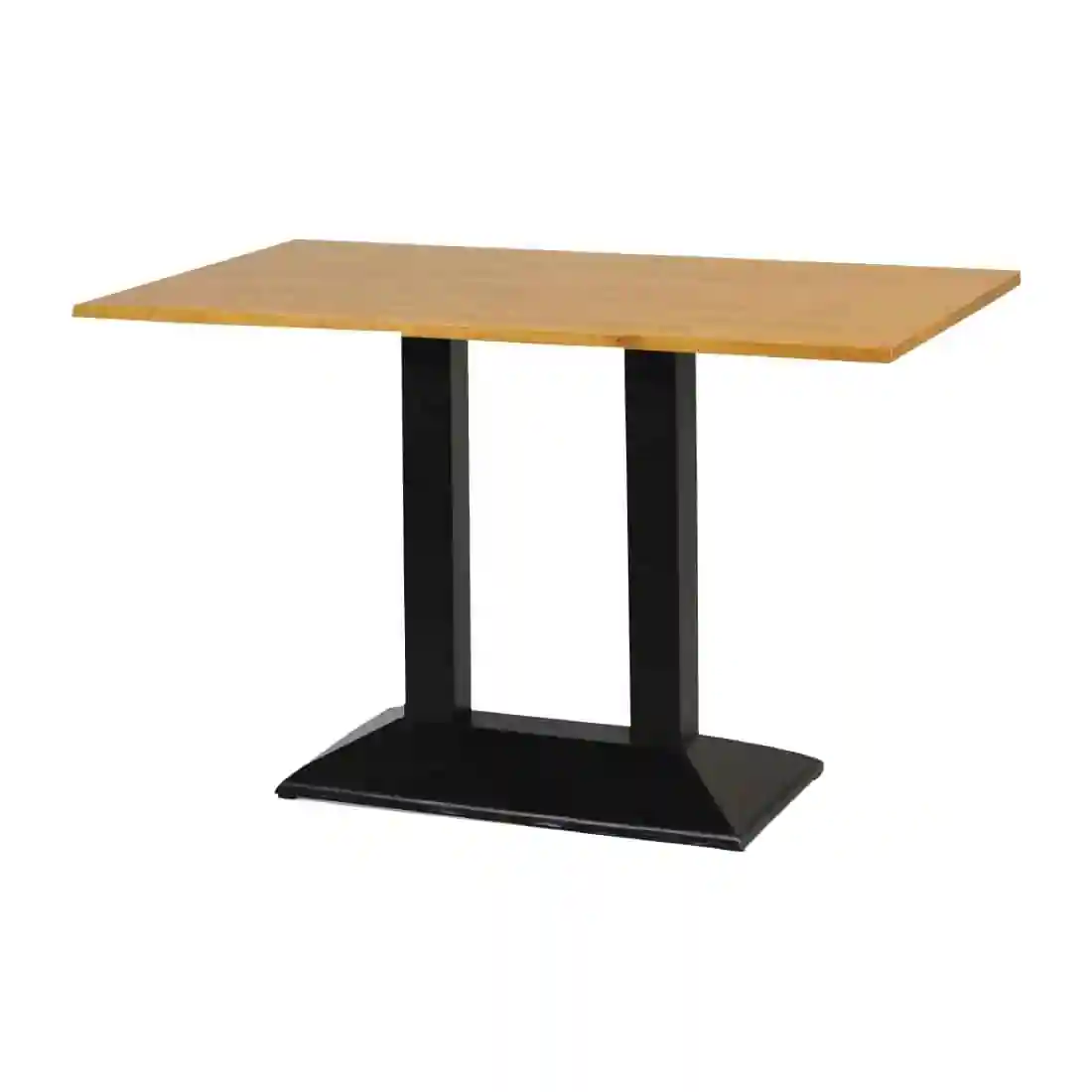 Turin Metal Base Pedestal Rectangle Table with Soft Oak Top 1200x700mm - Image 1