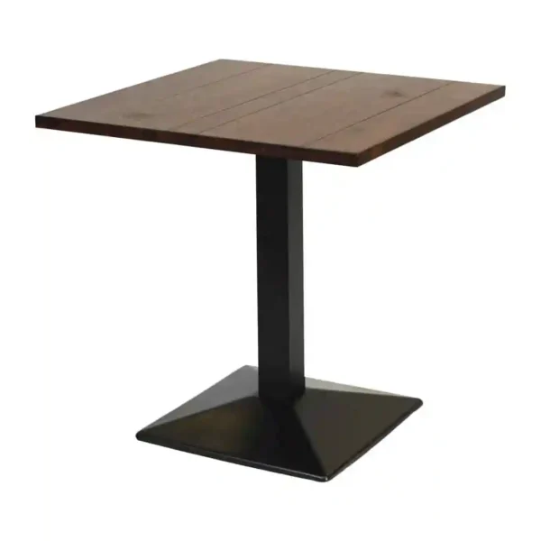 Turin Metal Base Pedestal Square Table with Vintage Top 760x760mm - Image 1
