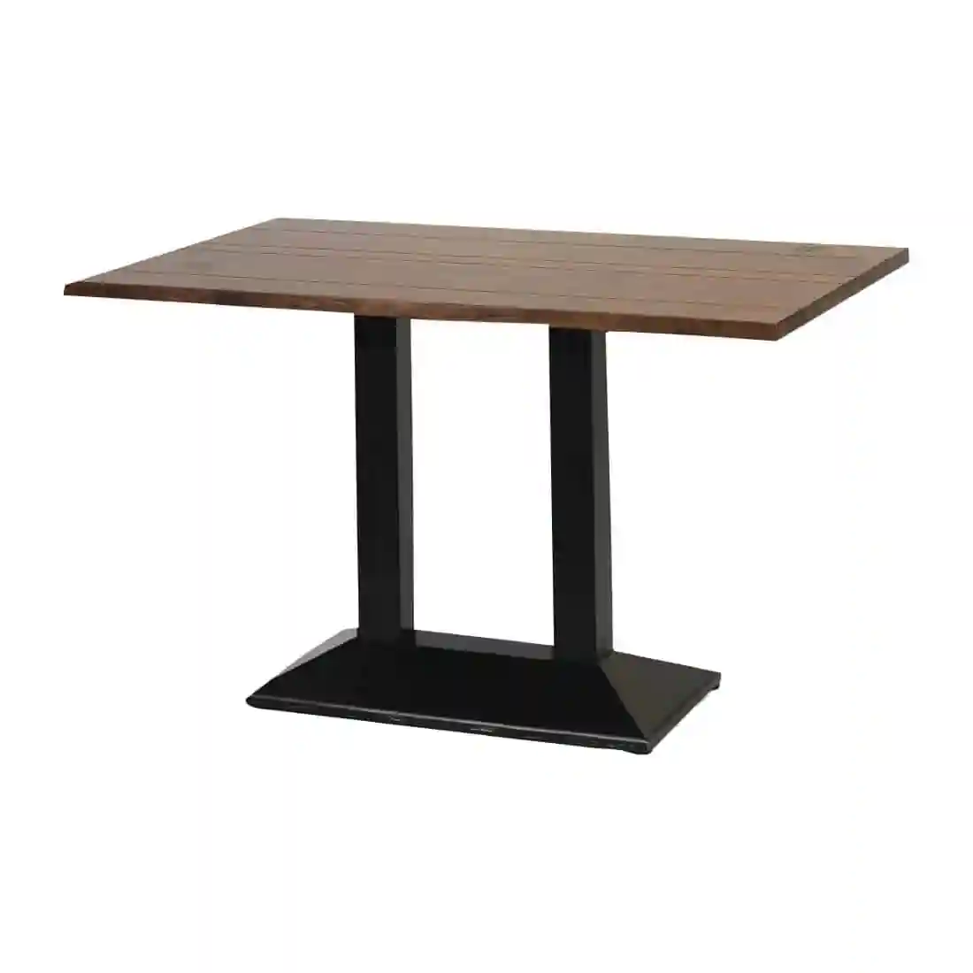 Turin Metal Base Pedestal Rectangle Table with Vintage Top 1200x760mm - Image 1