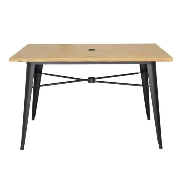 Bolero Complete Outdoor Aluminium Table 120x76x76cm - Light Wood Effect Finish - Image 2