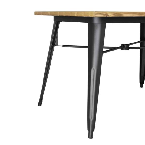 Bolero Complete Outdoor Aluminium Table 120x76x76cm - Light Wood Effect Finish - Image 3