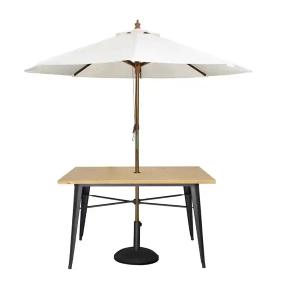 Bolero Complete Outdoor Aluminium Table 120x76x76cm - Light Wood Effect Finish - Image 6