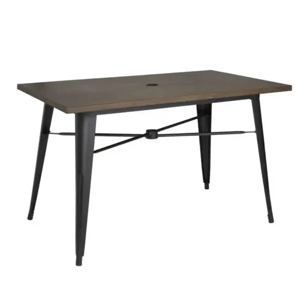 Bolero Complete Outdoor Aluminium Table 120x76x76cm - Dark Wood Effect Finish - Image 1