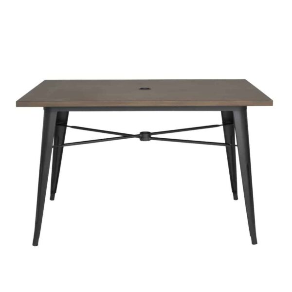 Bolero Complete Outdoor Aluminium Table 120x76x76cm - Dark Wood Effect Finish - Image 2