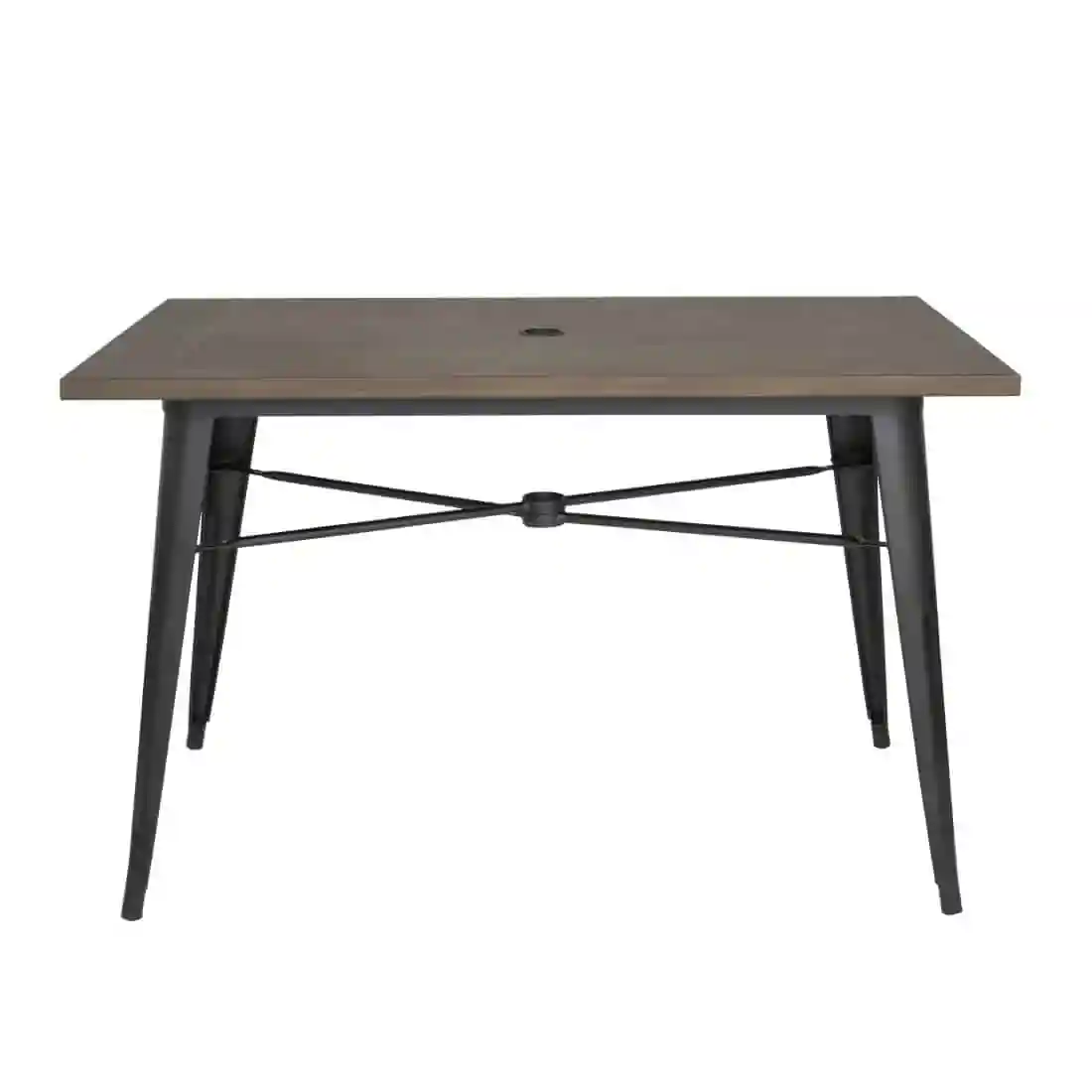 Bolero Complete Outdoor Aluminium Table 120x76x76cm - Dark Wood Effect Finish - Image 2