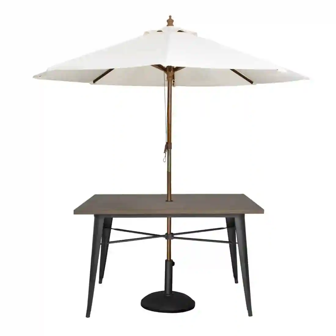 Bolero Complete Outdoor Aluminium Table 120x76x76cm - Dark Wood Effect Finish - Image 6